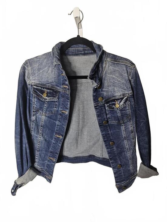 Jackets & Blazers - Classic Blue Denim Jacket with Grey Inner Lining